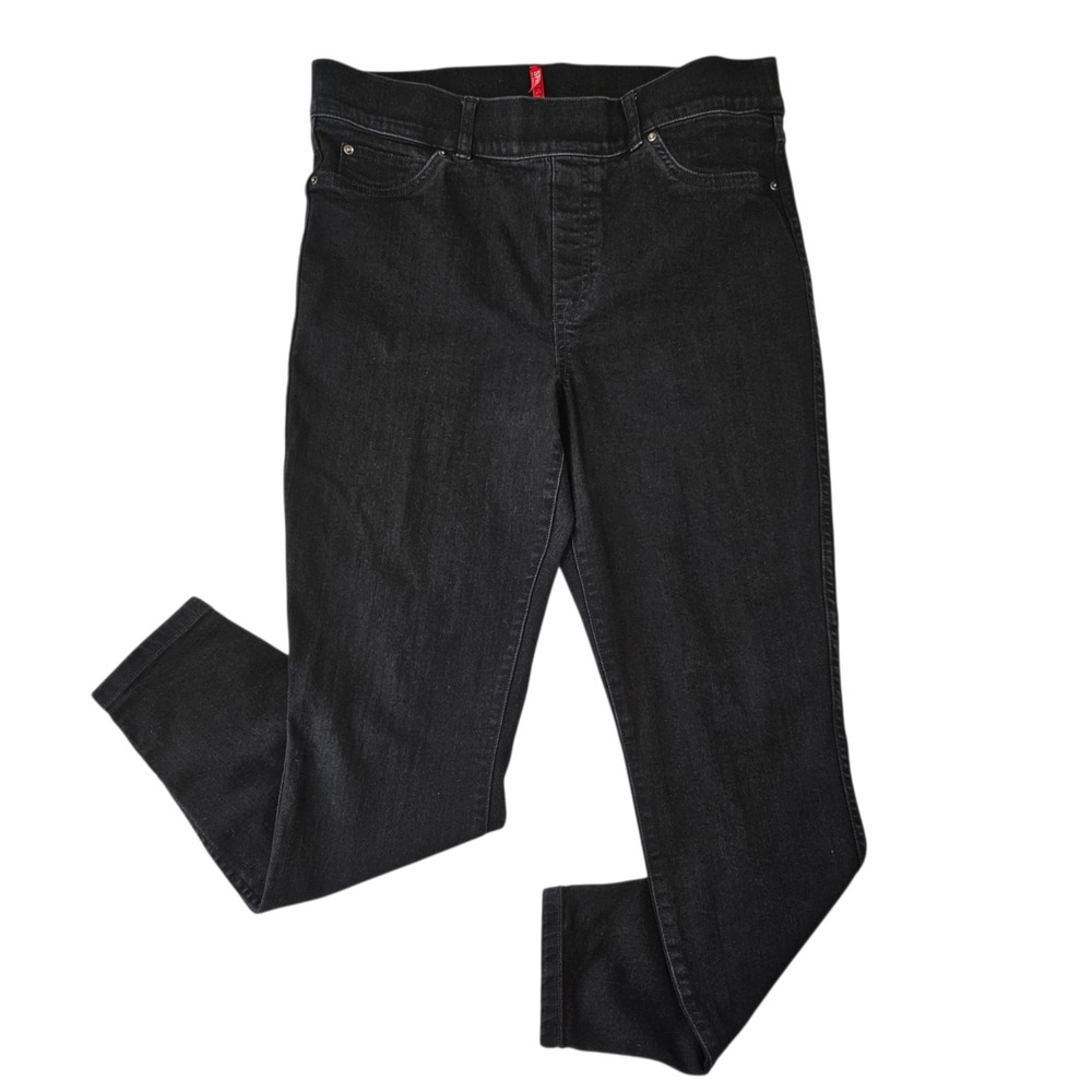 Spanx Black Denim Leggings High Rise Pull On Jeggings Size XL Slimming EUC